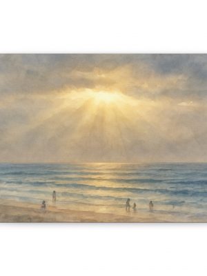 Golden Hour at Aglou Beach — Watercolor