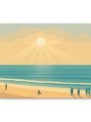 Golden Hour at Aglou Beach — Minimalist Flat Art